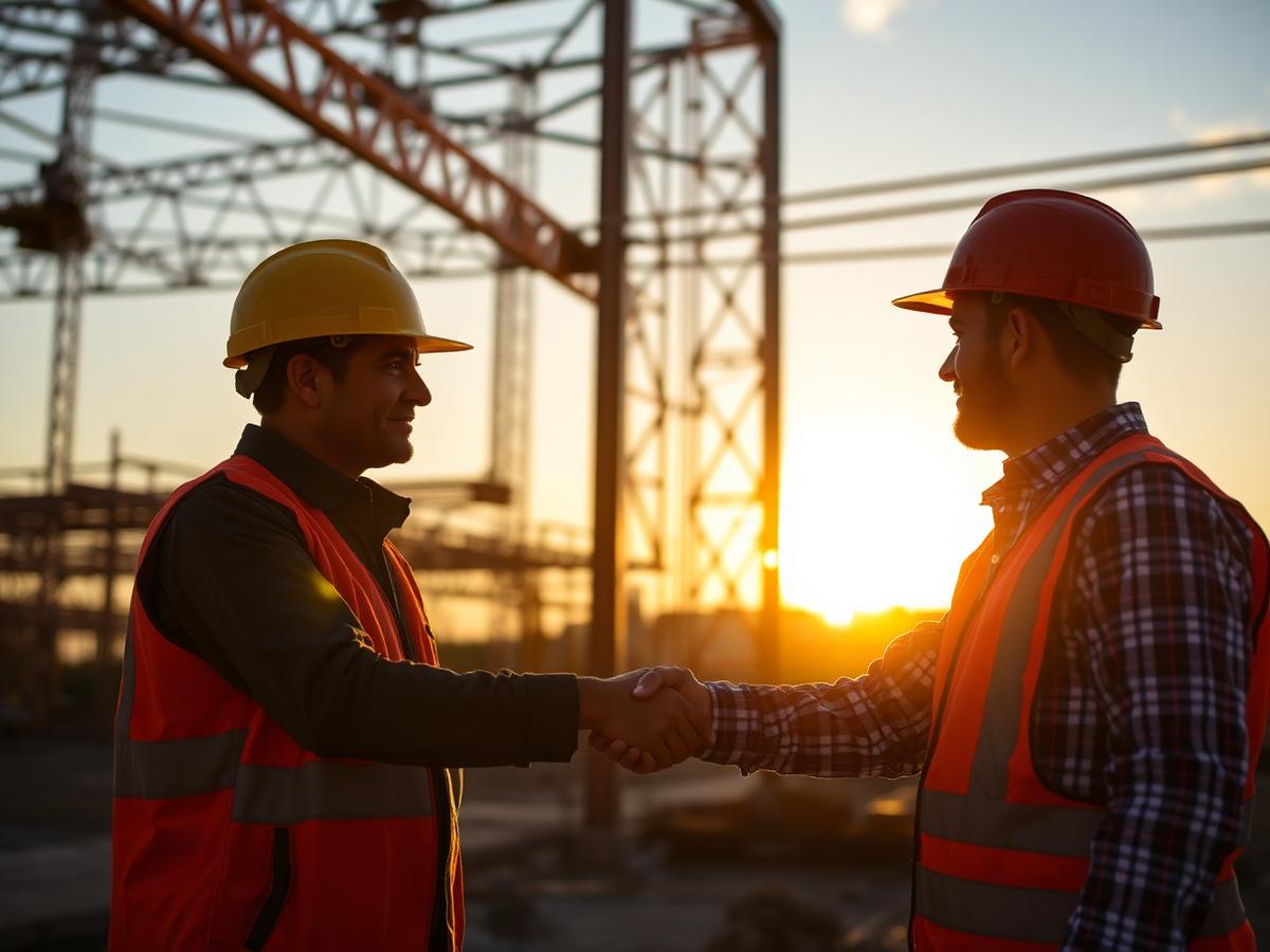 Contractor and workforce partner shaking hands on an Ohio jobsite